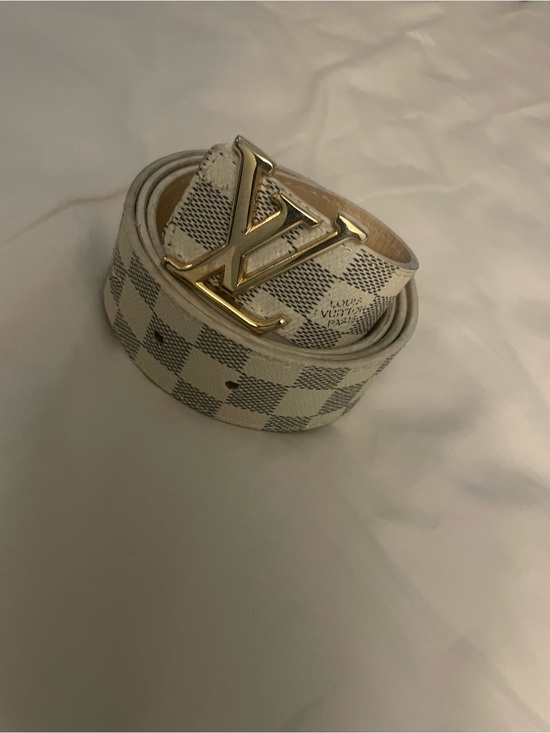 Louis Vuitton Accessories - Louis Vuitton Damier Azur Canvas Belt with Gold LV Buckle
